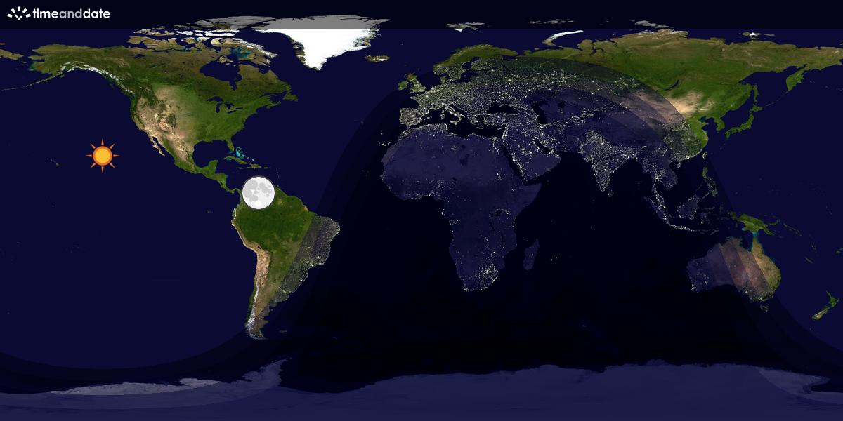 Verdenskart som viser dag og natt 