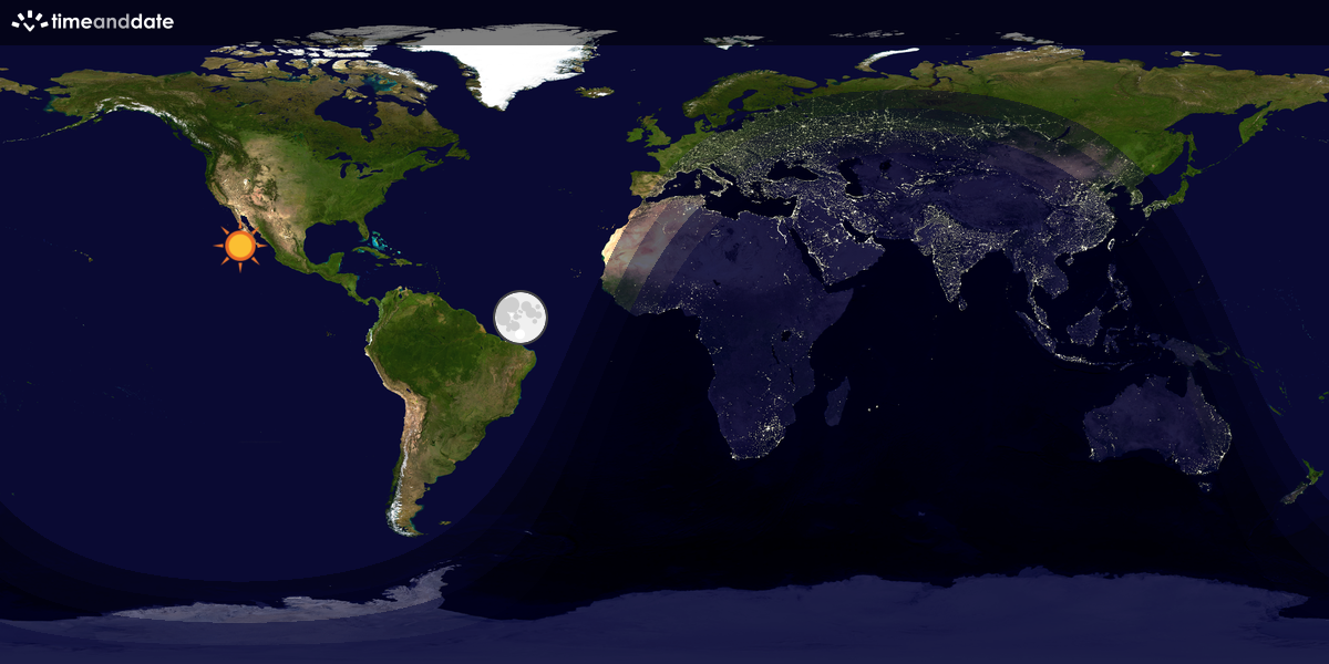 Verdenskart som viser dag og natt 
