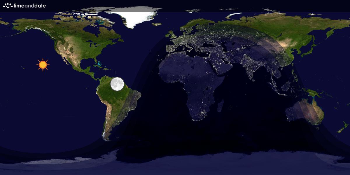 Verdenskart som viser dag og natt 