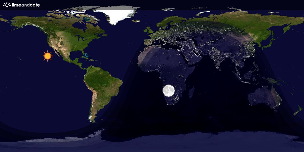 Verdenskart som viser dag og natt 