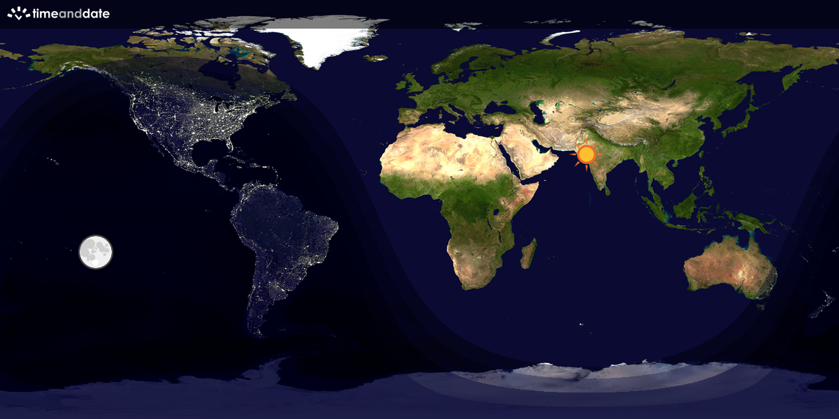 Verdenskart som viser dag og natt 