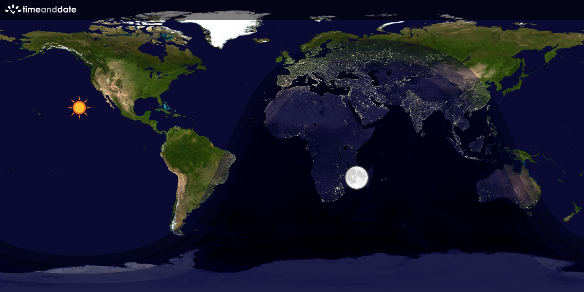 Verdenskart som viser dag og natt 