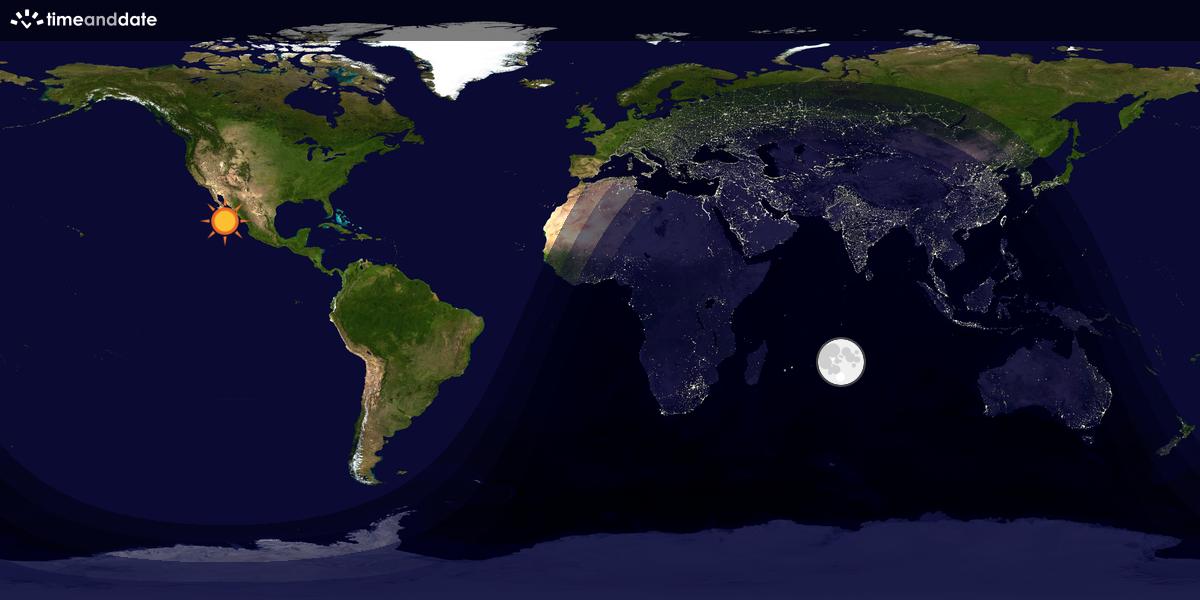 Verdenskart som viser dag og natt 