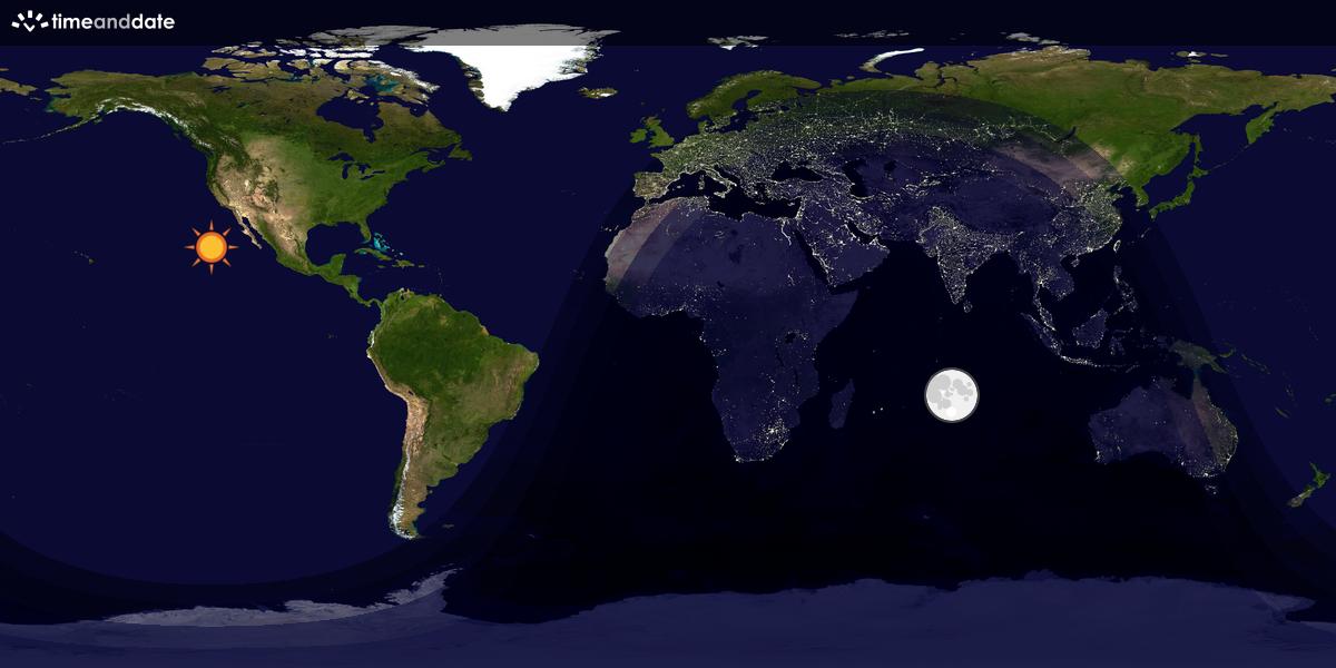 Verdenskart som viser dag og natt 