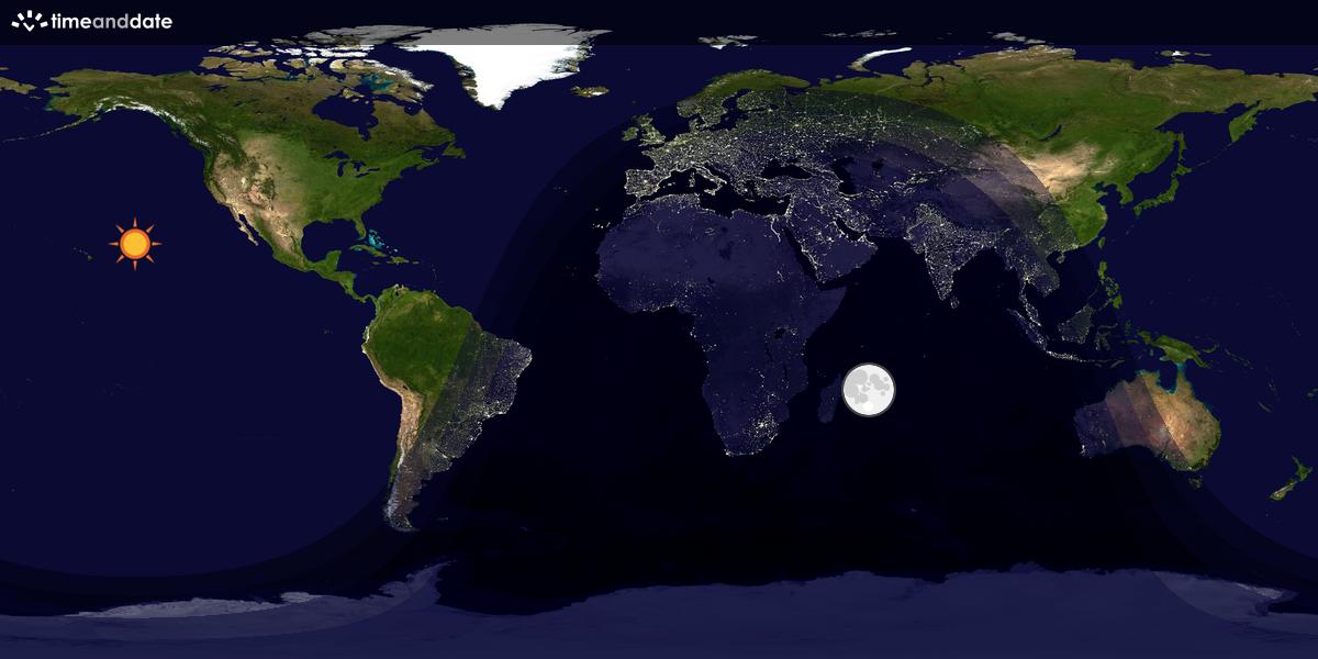 Verdenskart som viser dag og natt 