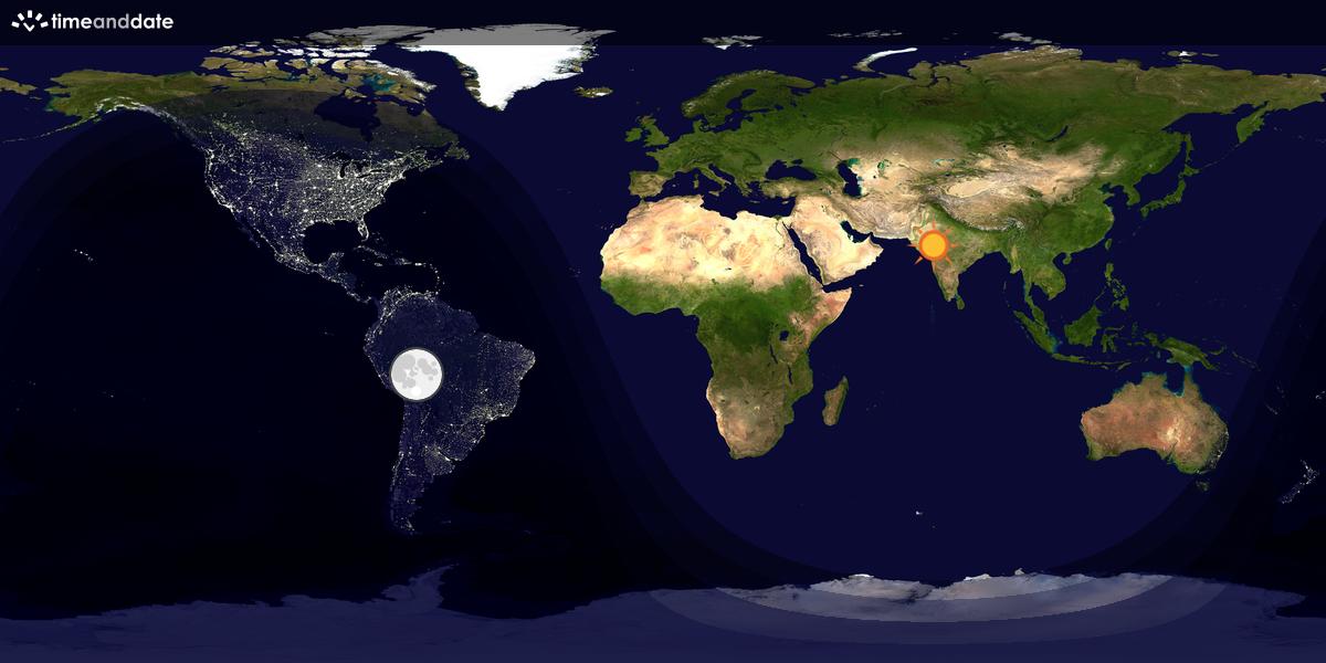 Verdenskart som viser dag og natt 