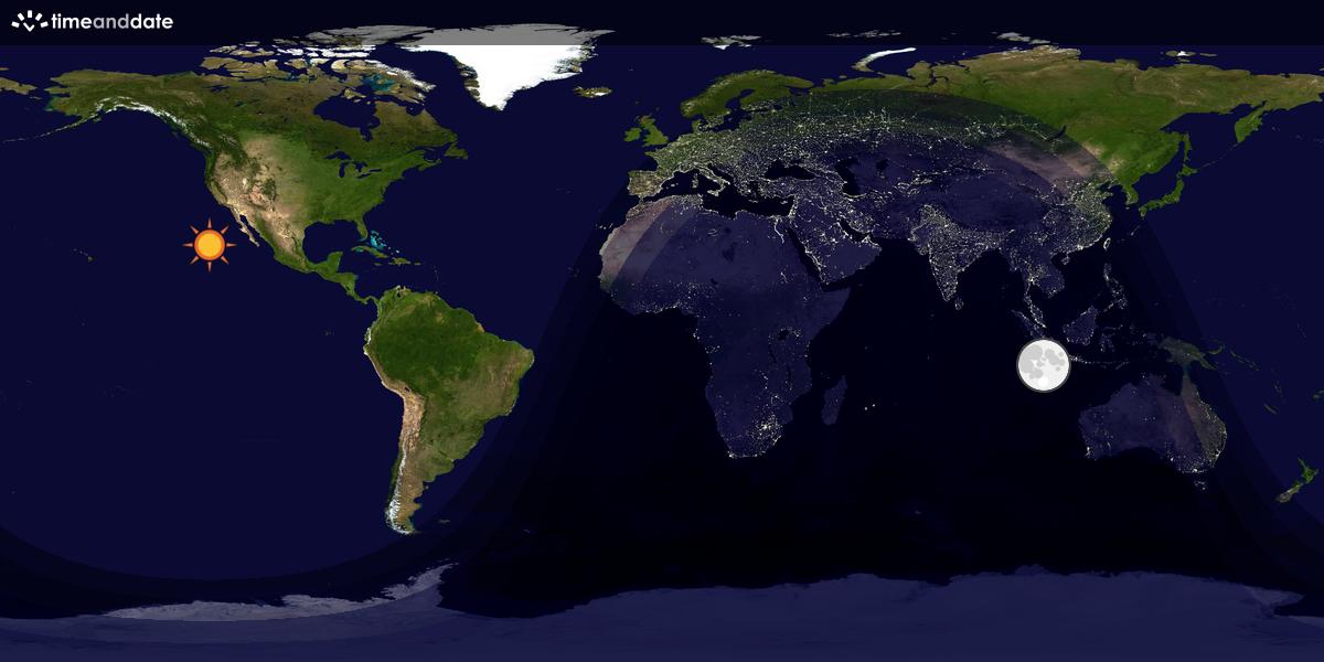 Verdenskart som viser dag og natt 