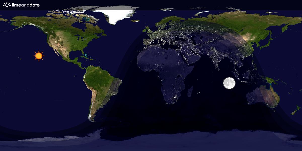 Verdenskart som viser dag og natt 