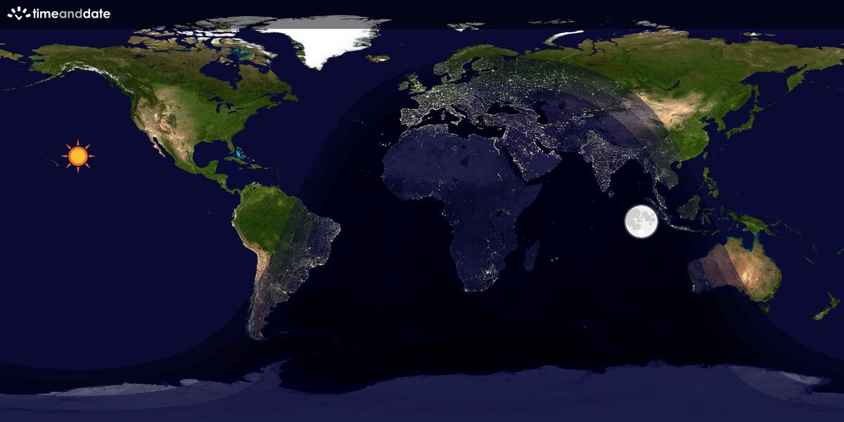 Verdenskart som viser dag og natt 