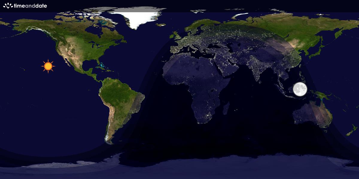 Verdenskart som viser dag og natt 