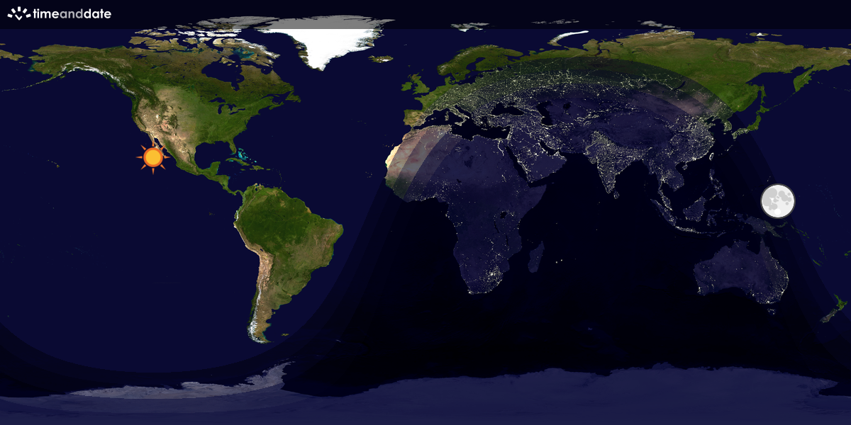 Verdenskart som viser dag og natt 