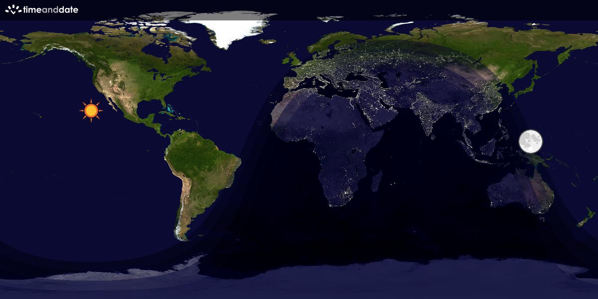 Verdenskart som viser dag og natt 