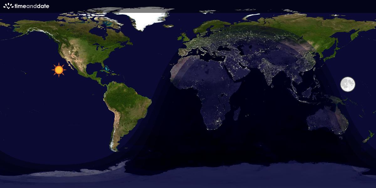 Verdenskart som viser dag og natt 