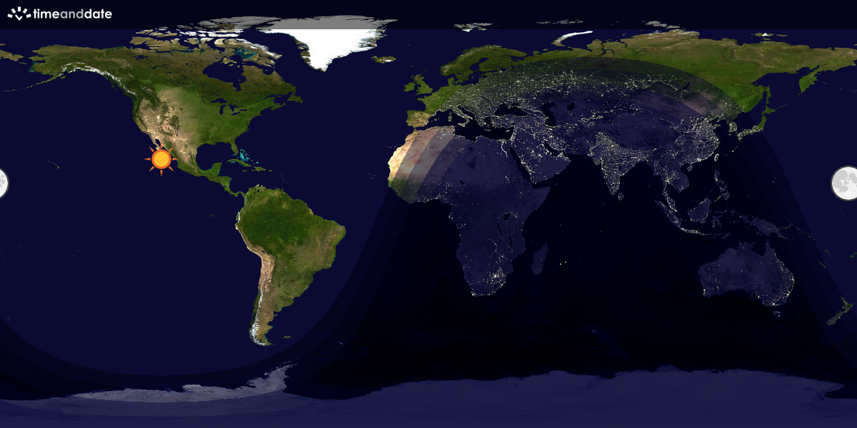 Verdenskart som viser dag og natt 