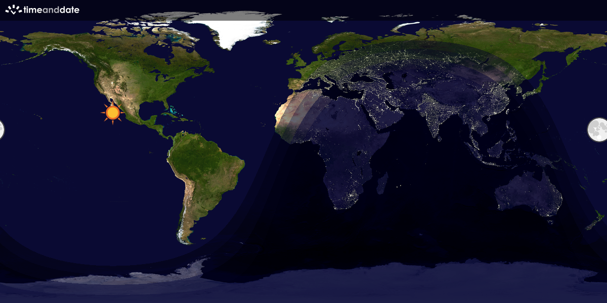 Verdenskart som viser dag og natt 