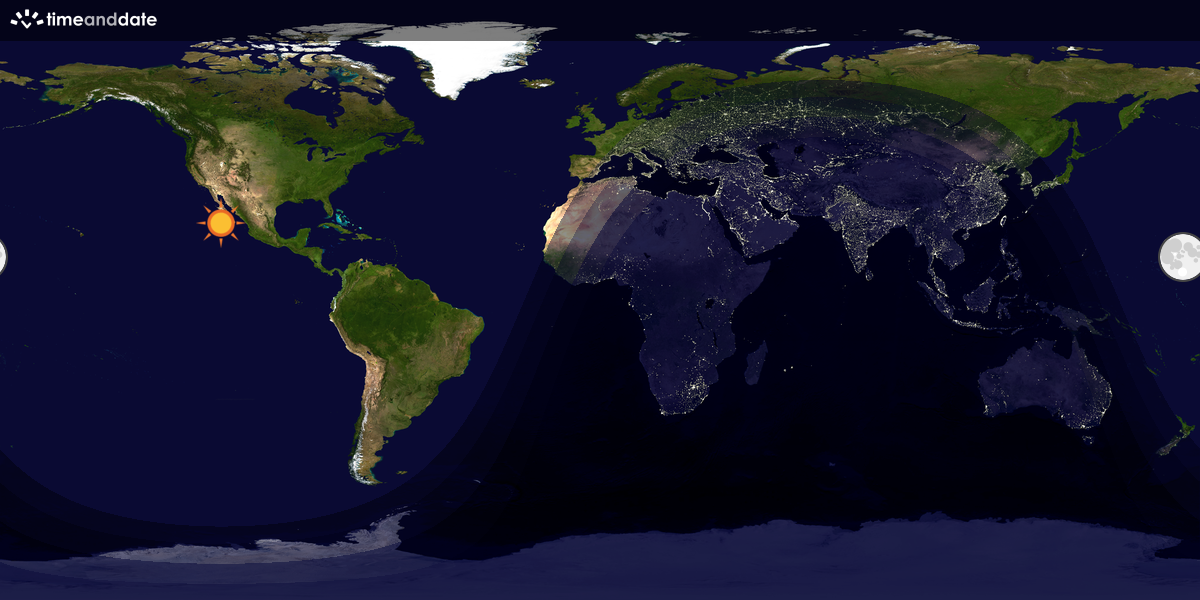 Verdenskart som viser dag og natt 