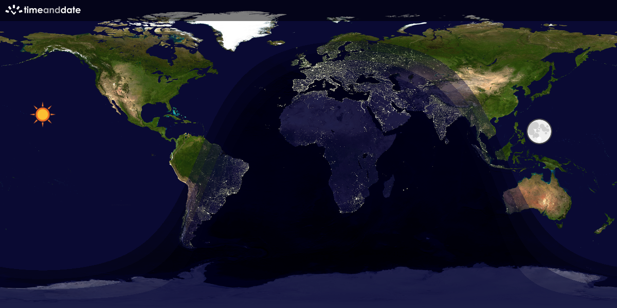 Verdenskart som viser dag og natt 