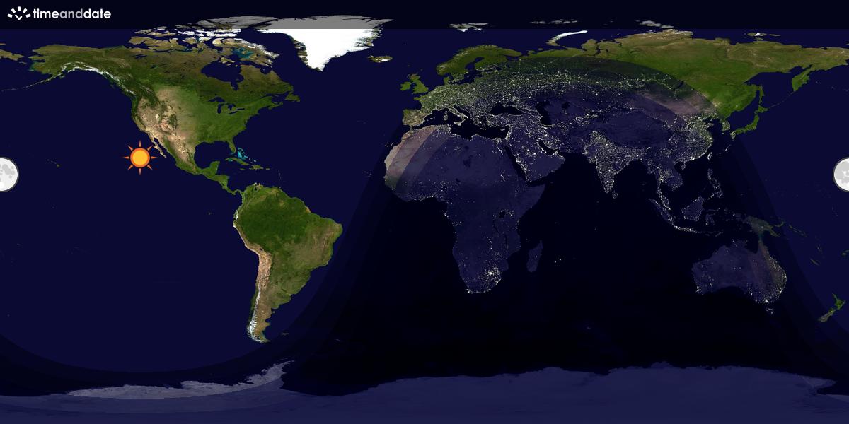 Verdenskart som viser dag og natt 
