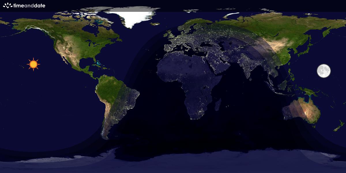 Verdenskart som viser dag og natt 