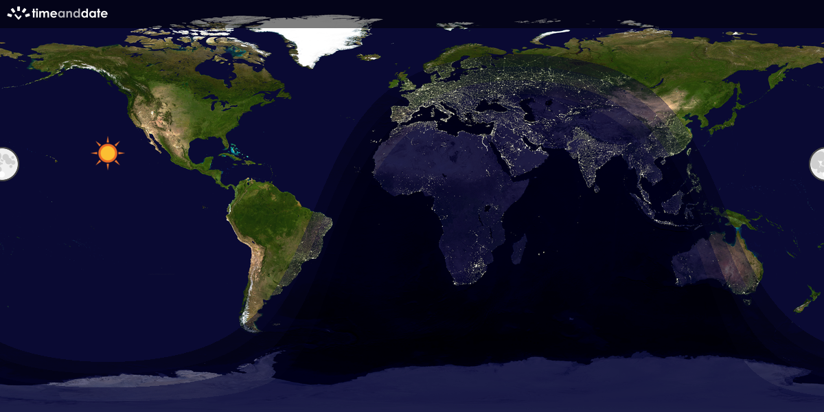 Verdenskart som viser dag og natt 