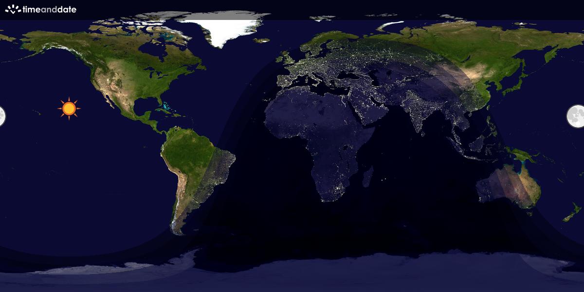 Verdenskart som viser dag og natt 