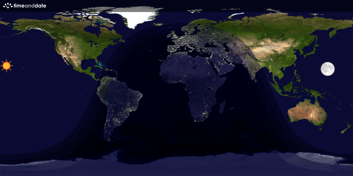 Verdenskart som viser dag og natt 