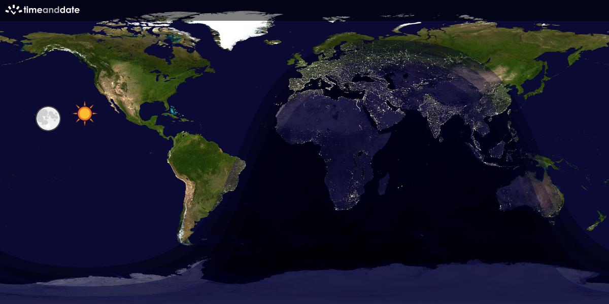 Verdenskart som viser dag og natt 