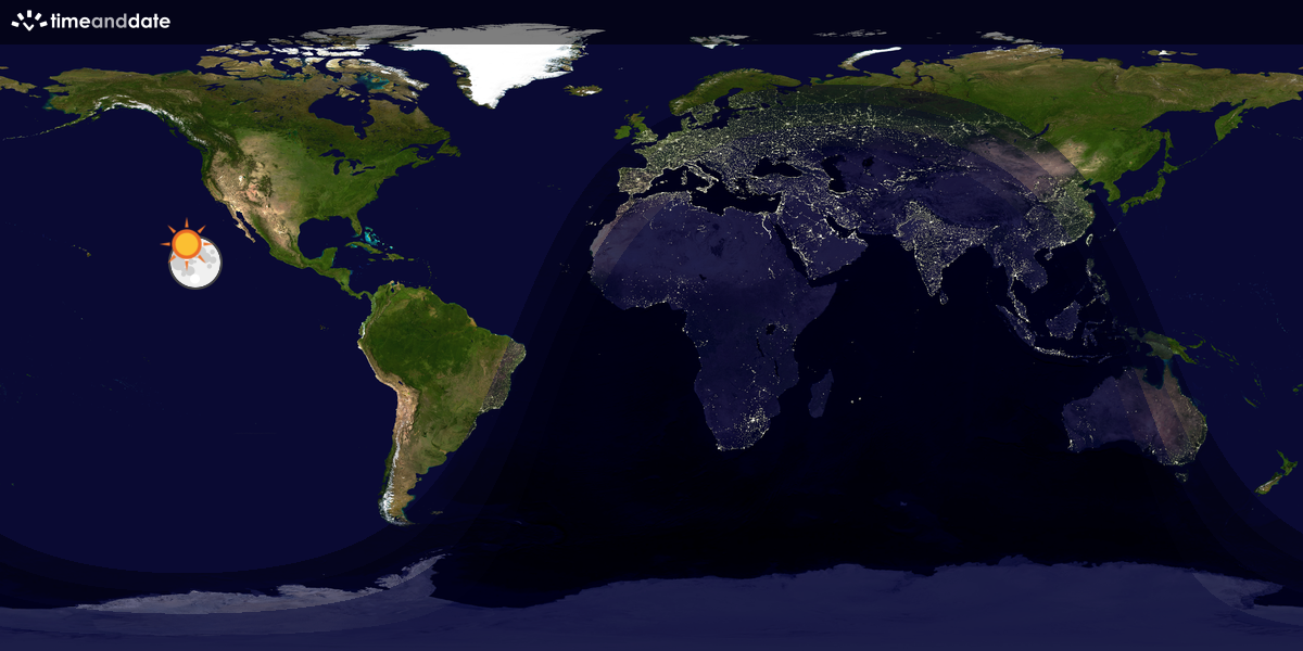 Verdenskart som viser dag og natt 