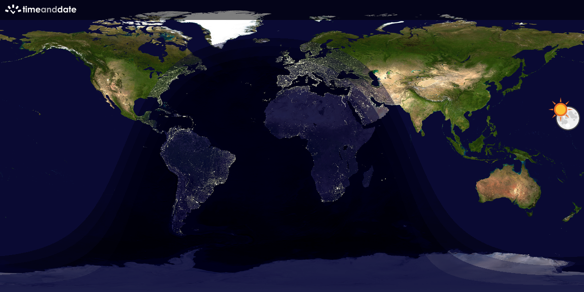 Verdenskart som viser dag og natt 