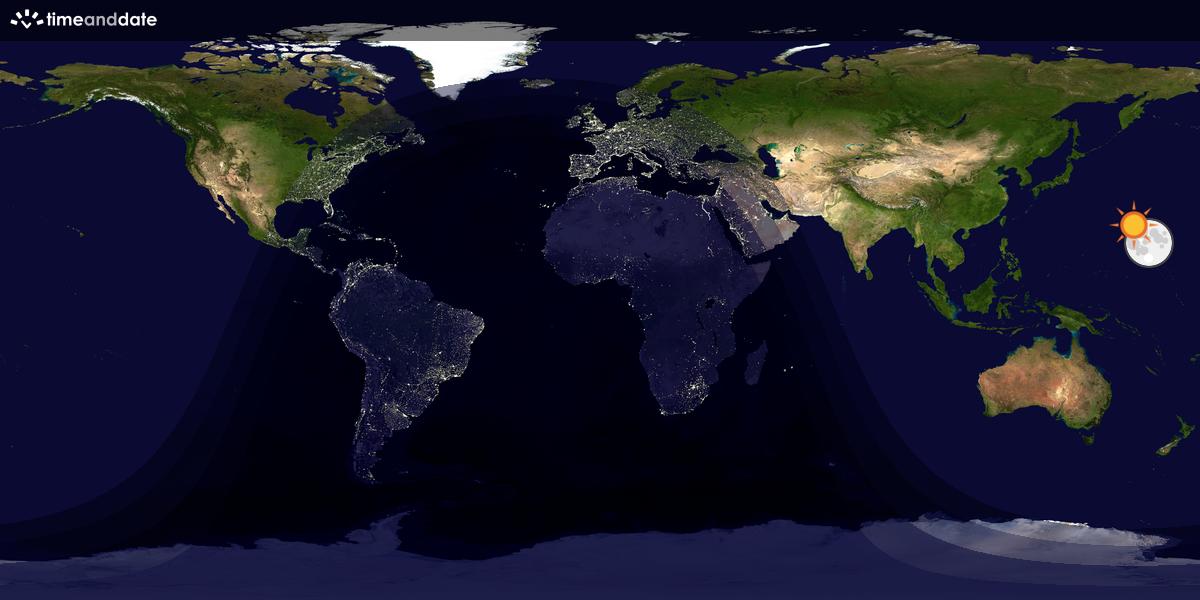 Verdenskart som viser dag og natt 