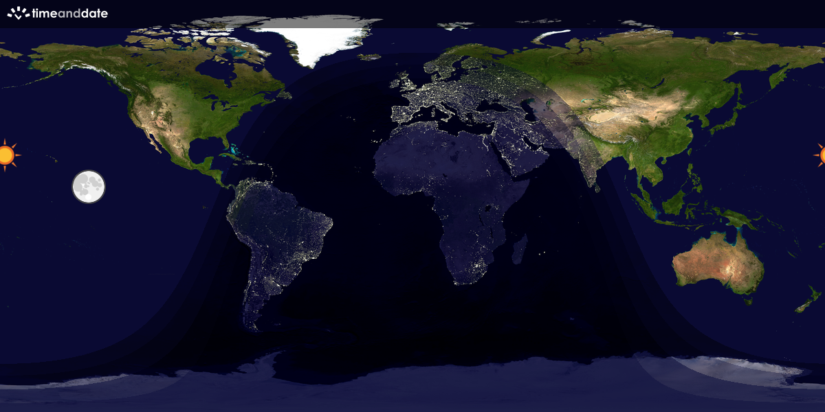 Verdenskart som viser dag og natt 