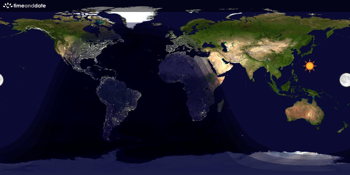 Verdenskart som viser dag og natt 