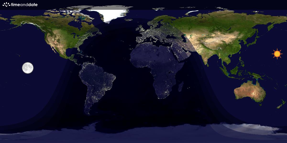 Verdenskart som viser dag og natt 