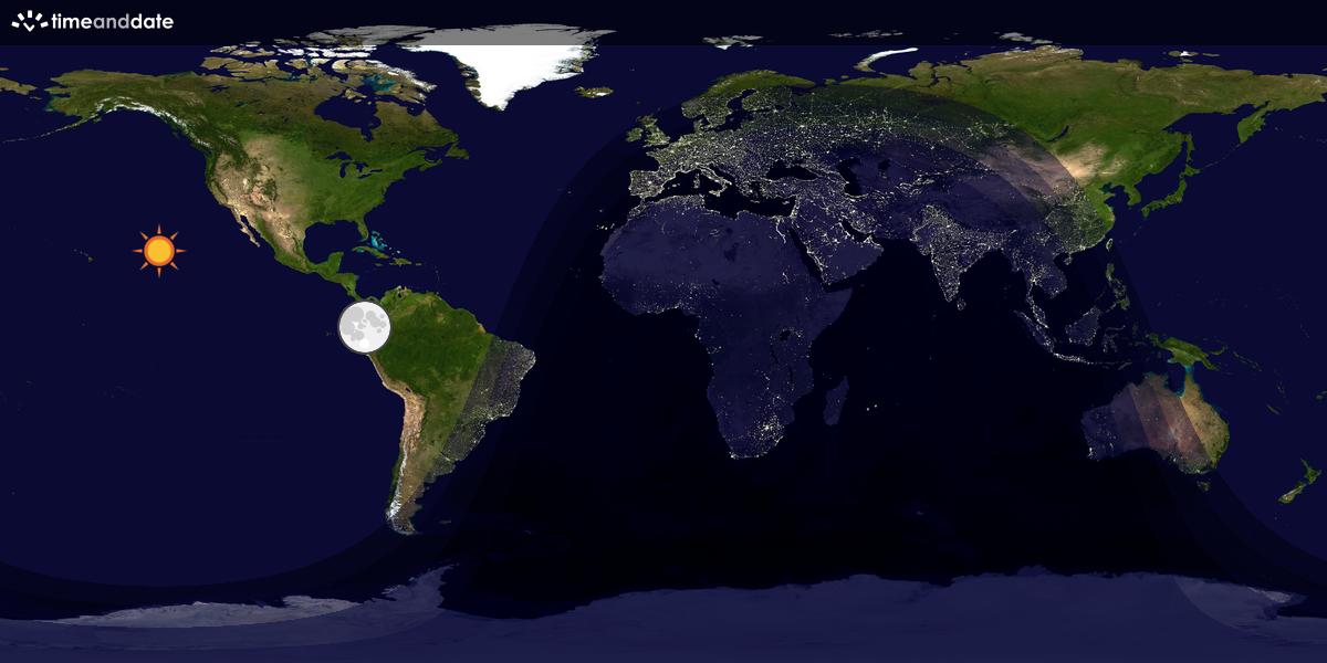 Verdenskart som viser dag og natt 