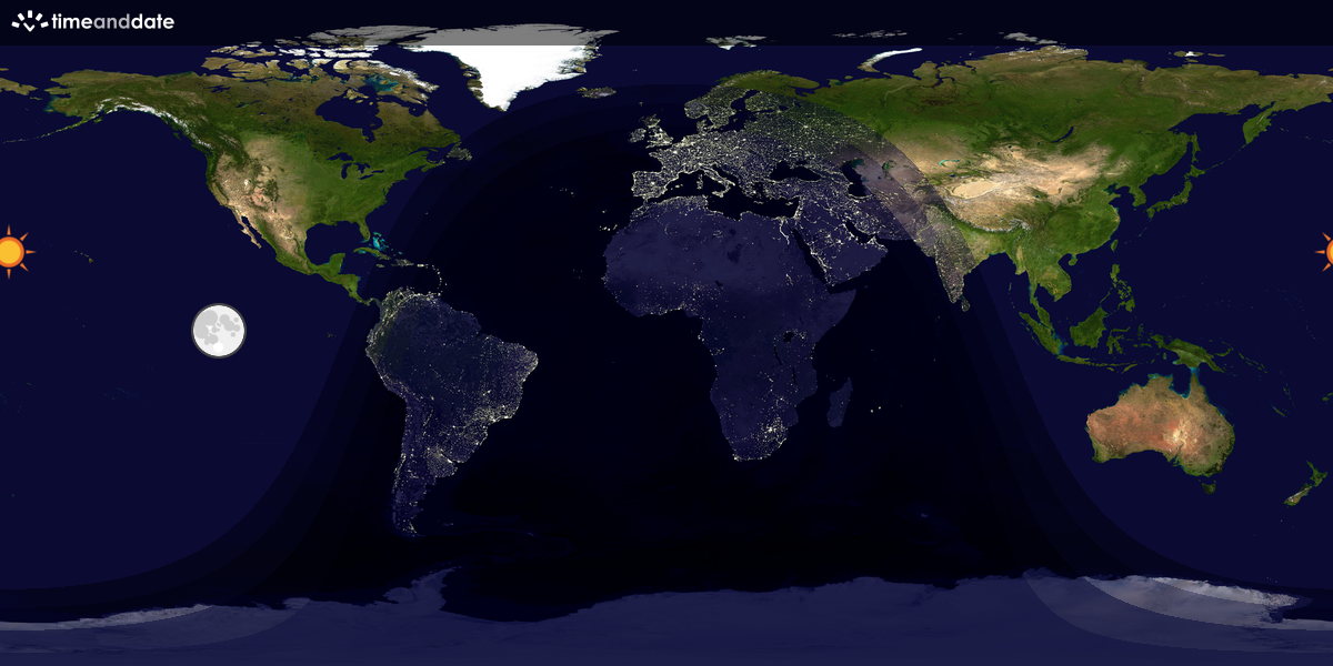 Verdenskart som viser dag og natt 