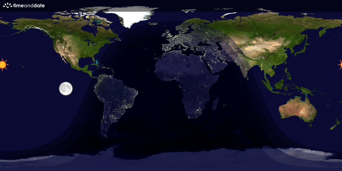 Verdenskart som viser dag og natt 