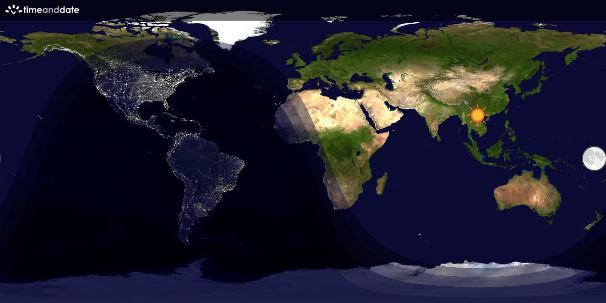Verdenskart som viser dag og natt 