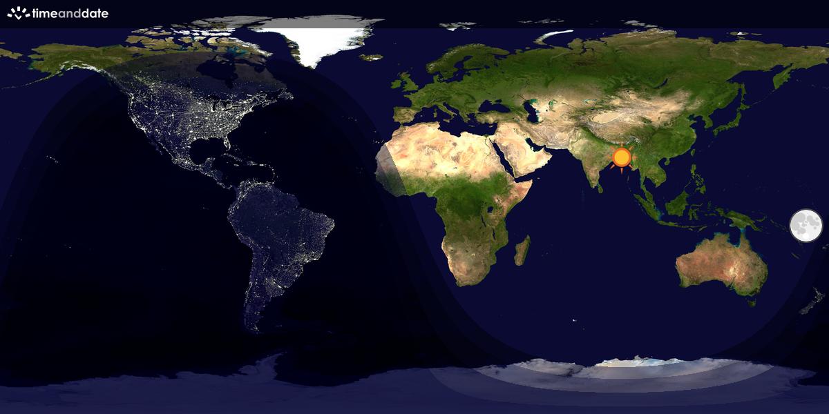 Verdenskart som viser dag og natt 
