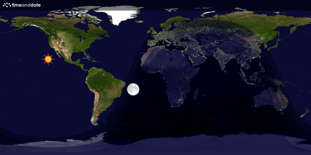 Verdenskart som viser dag og natt 