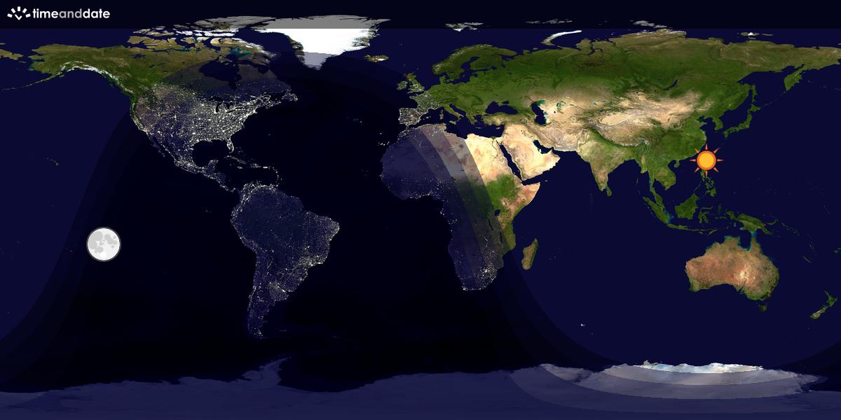 Verdenskart som viser dag og natt 