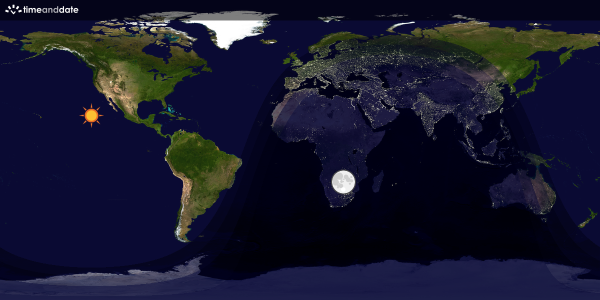 Verdenskart som viser dag og natt 