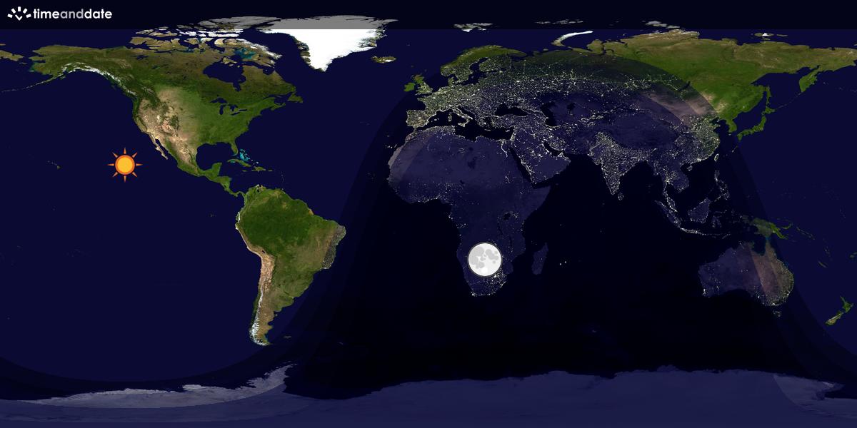 Verdenskart som viser dag og natt 