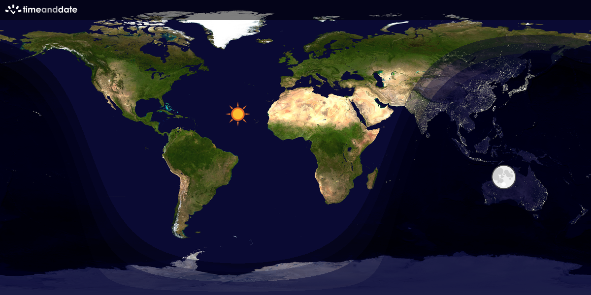 Verdenskart som viser dag og natt 