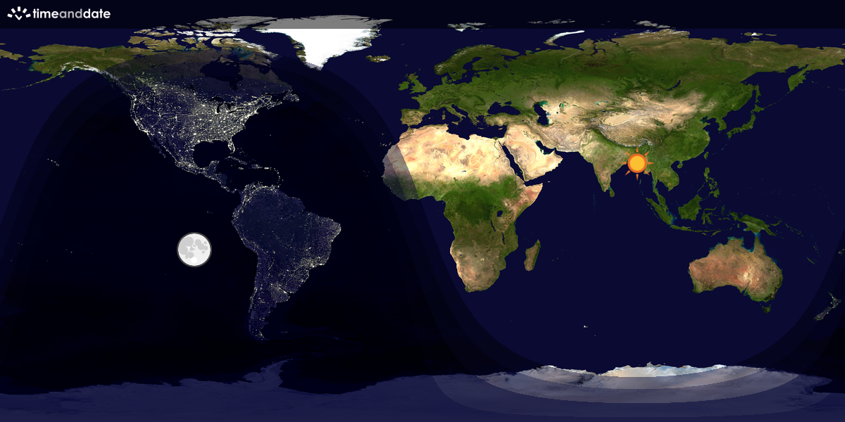 Verdenskart som viser dag og natt 