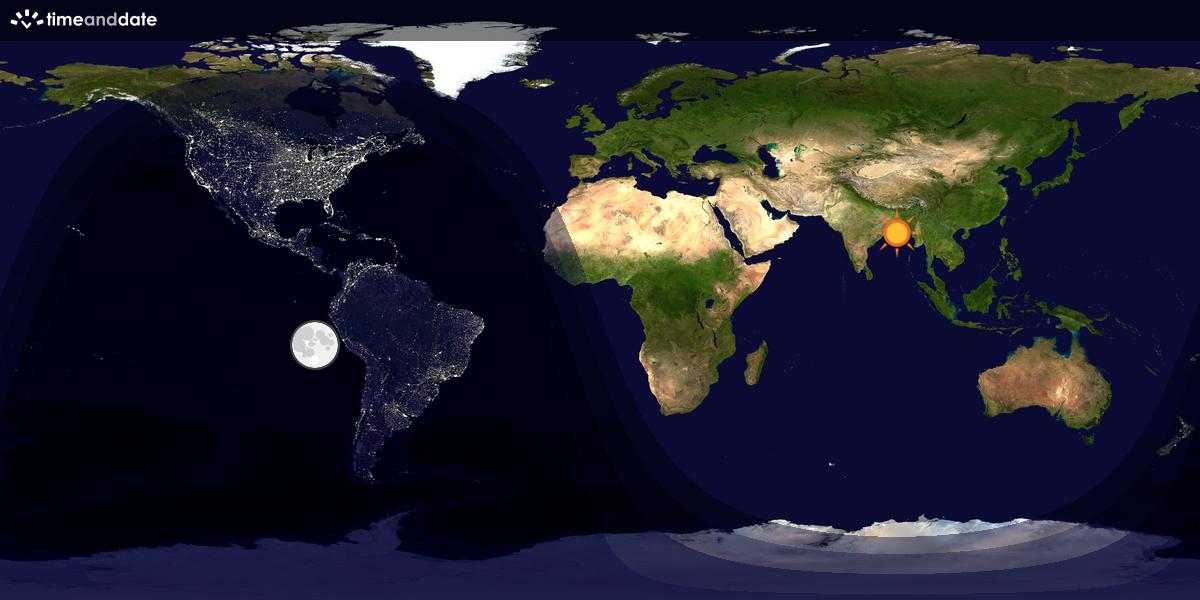 Verdenskart som viser dag og natt 