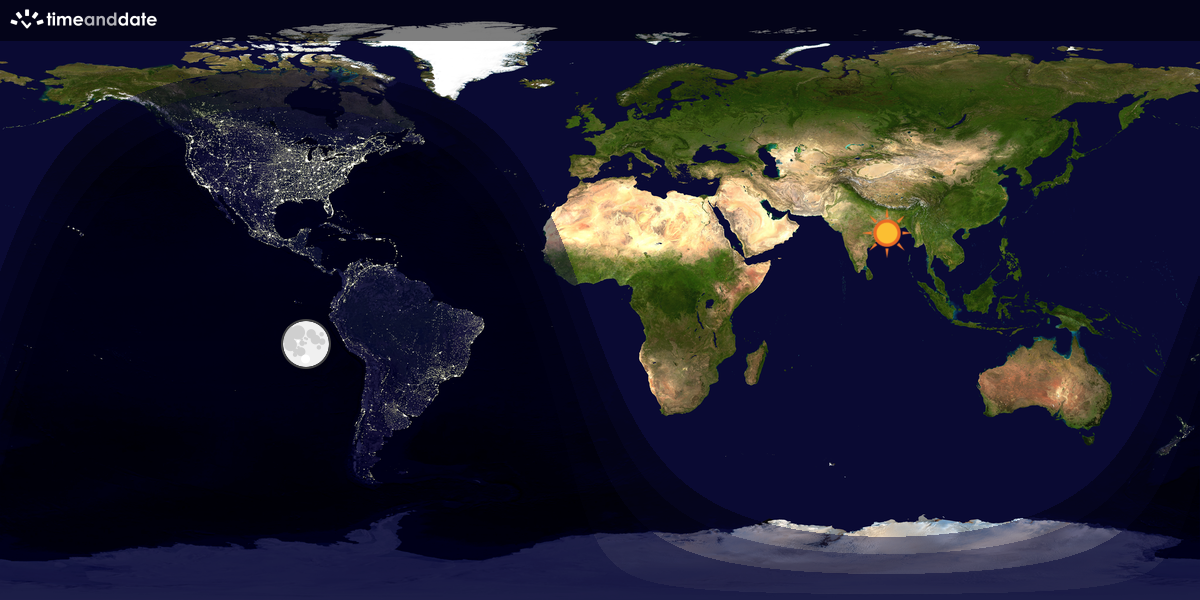 Verdenskart som viser dag og natt 