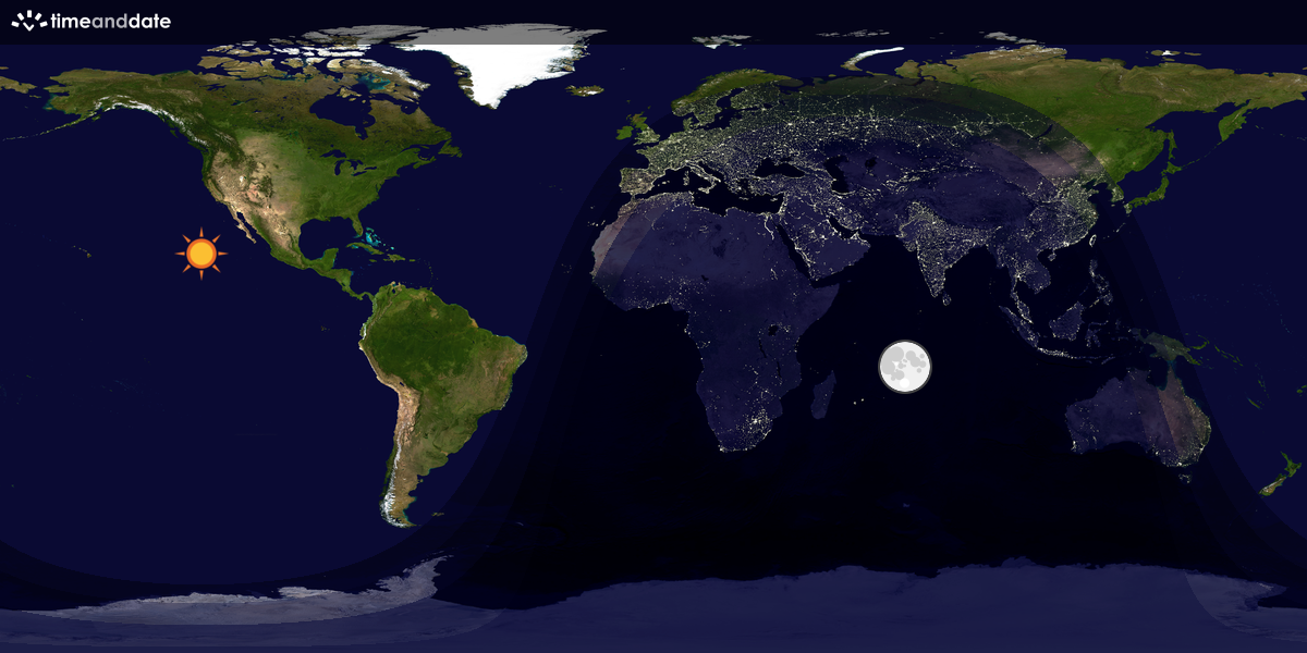 Verdenskart som viser dag og natt 
