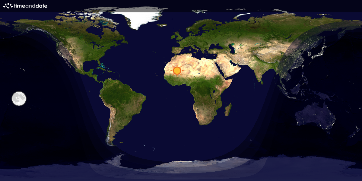 Verdenskart som viser dag og natt 