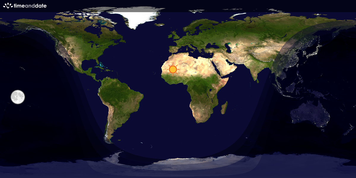 Verdenskart som viser dag og natt 