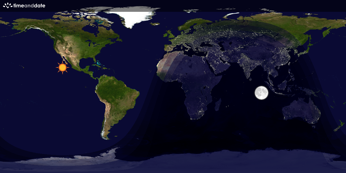 Verdenskart som viser dag og natt 